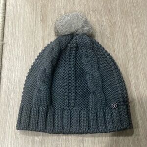 Tory Burch grey cable knit beanie